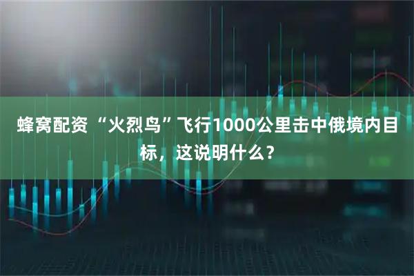 蜂窝配资 “火烈鸟”飞行1000公里击中俄境内目标，这说明什么？