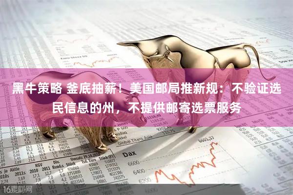 黑牛策略 釜底抽薪！美国邮局推新规：不验证选民信息的州，不提供邮寄选票服务